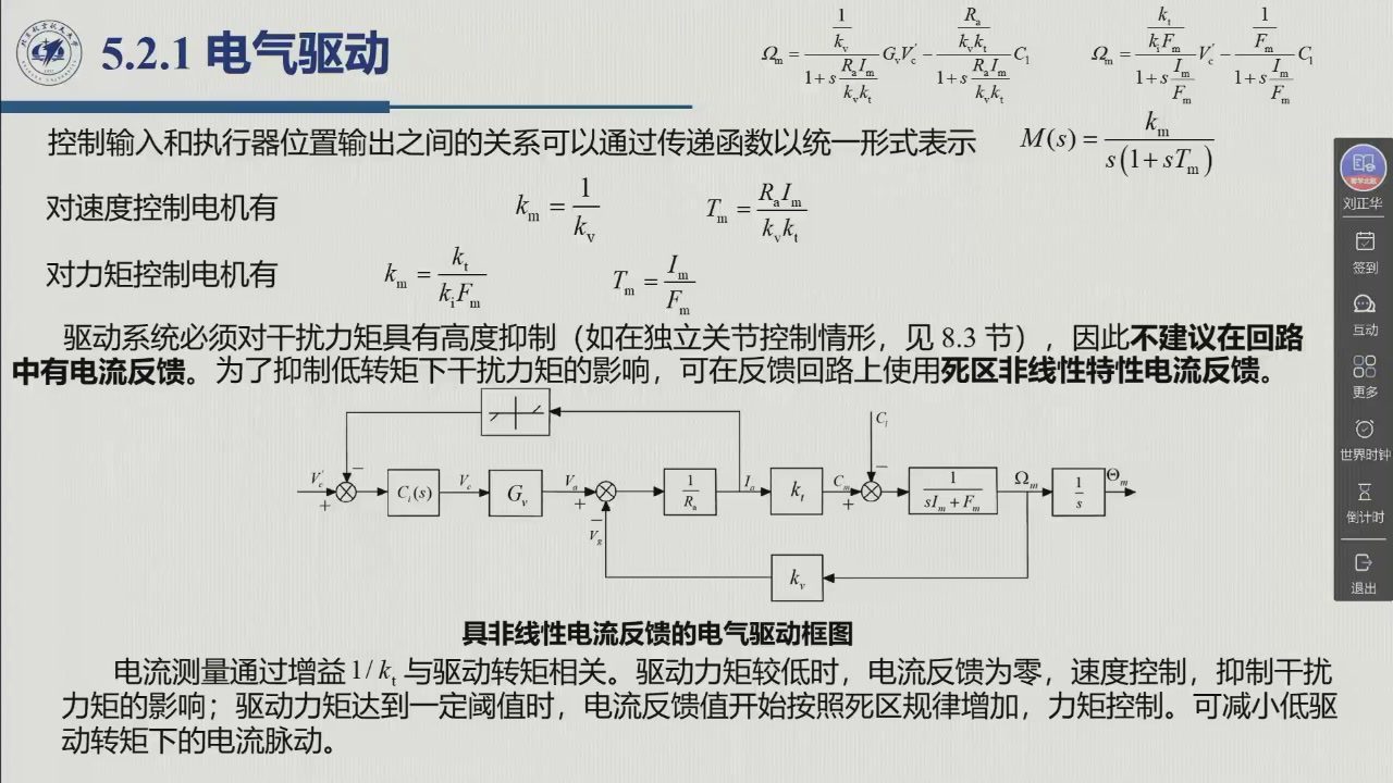 课堂幻灯片 · 01:19:45：具非线性电流反馈的电气驱动框图（教材图 5.5）——用死区非线性做限流
